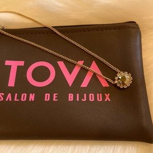 TOVA 14K gold CZ Brilliant yellow swarowski crystal necklace